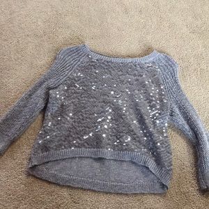 grey sequined top